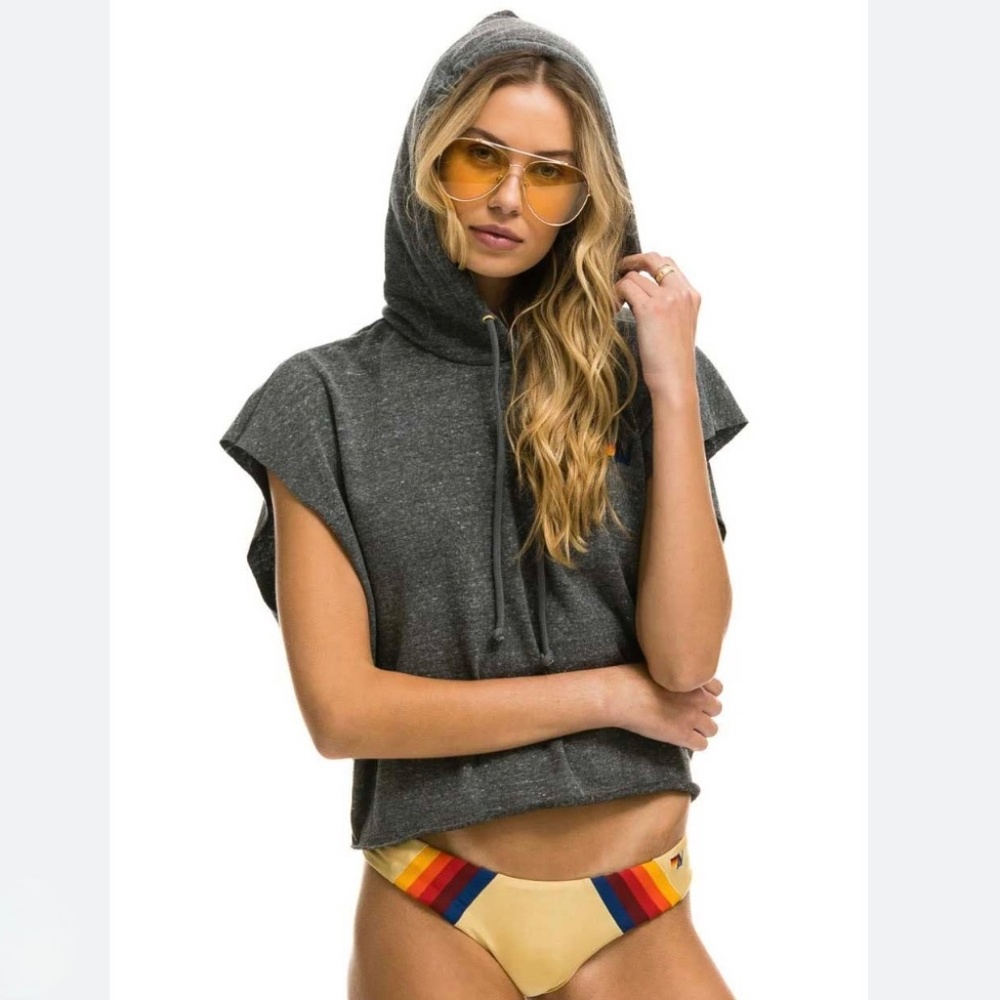 Aviator Nation Charcoal Grey Sleeveless Hoodie